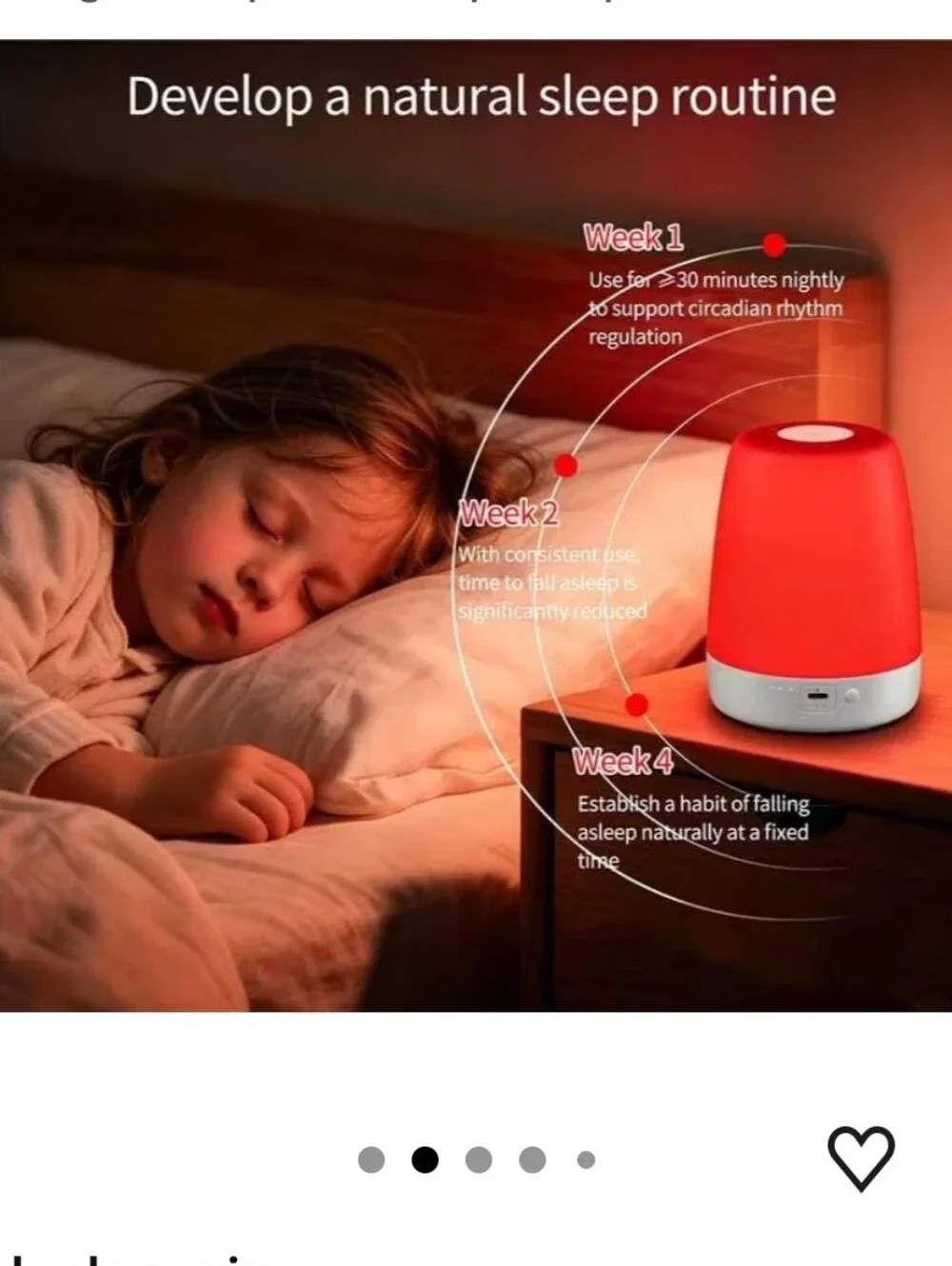 670nm Red Light for Sleep with Timer, Rechargeable, Dimmable, Sleep Aid Lamp
